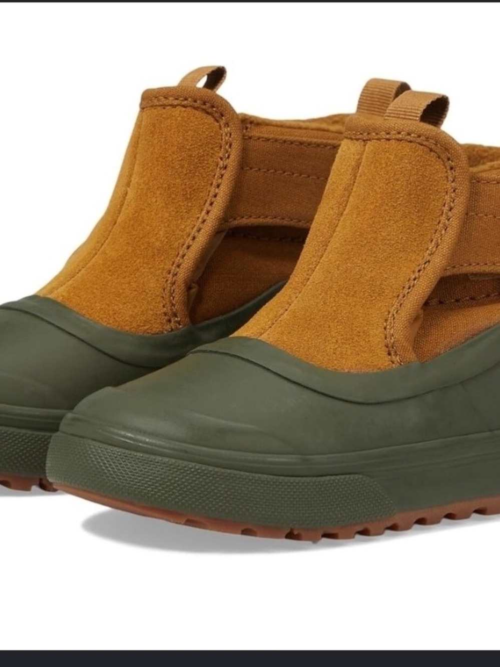 Vans Kids Two-Tone Mustard Suede and Olive Rubber Pull-On Rain Boots